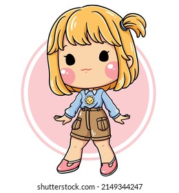 Illustration Cartoon Character Cute Girl Stock Vector (Royalty Free ...