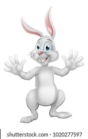 An illustration of cartoon character Easter bunny rabbit waving