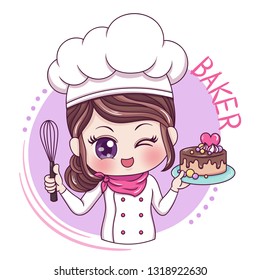 Illustration Of Cartoon Character Female Baker