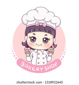 Illustration of cartoon character female baker