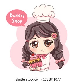 Illustration of cartoon character female baker