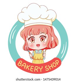 Illustration of cartoon character female baker