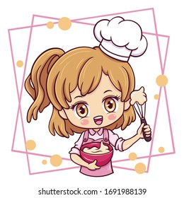 Illustration of cartoon character female baker