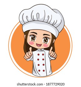 Illustration of cartoon character female chef