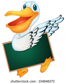 Illustration of a cartoon character holding a blank board