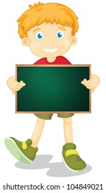 Illustration of a cartoon character holding a blank board