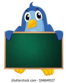 Illustration of a cartoon character holding a blank board