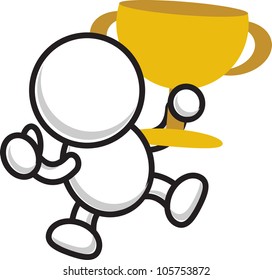 illustration of cartoon character with trophy