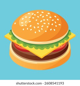 Illustration Cartoon of a Cheese Burger