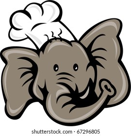  Illustration Of A Cartoon Chef Cook Or Baker Elephant Head Viewed From Front Isolated On White Background