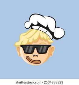 Ilustração de um desenho animado chef emoji usando óculos de sol. Adequado para uso como adesivo, ícone de livro de imagens infantil e para complementar o trabalho de design gráfico.