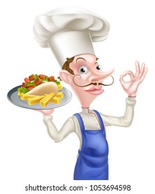 An Illustration of a Cartoon Chef Perfect Kebab