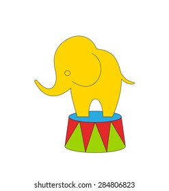 Illustration Cartoon Circus Elephant Isolated on White Background - Vector
