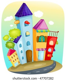 illustration of cartoon cityscape