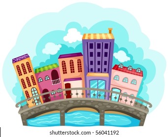 illustration of cartoon cityscape