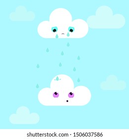 Illustration of cartoon cloud and rain.