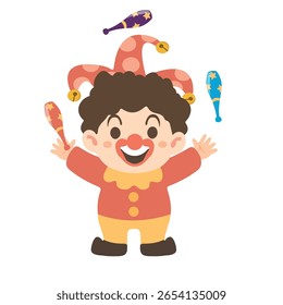 Illustration of a Cartoon Clown Juggling man