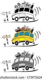 A illustration of cartoon coaches