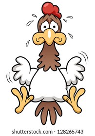 illustration of Cartoon Cock scared