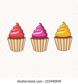 Illustration of cartoon collection of cupcake .Vector.