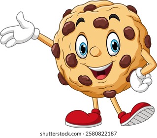 Illustration of cartoon cookie presenting