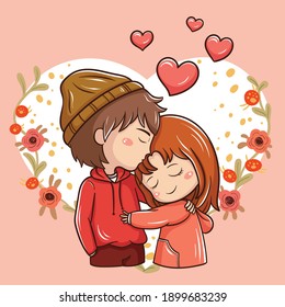 Illustration of cartoon couple in valentine's day