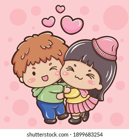 Illustration of cartoon couple in valentine's day