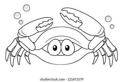 illustration of Cartoon crab - Coloring book