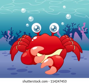  illustration of Cartoon crab vector