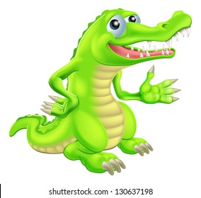 Illustration of a cartoon crocodile or alligator character or mascot