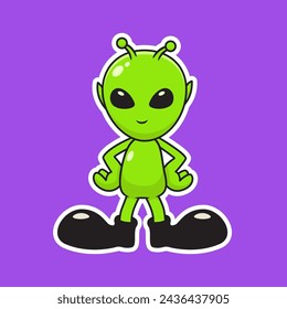 illustration cartoon cute alien good for sticker vector design