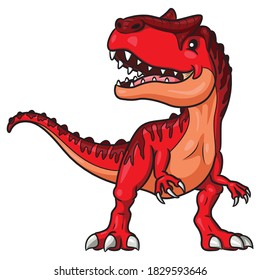 Illustration cartoon of cute allosaurus cartoon.