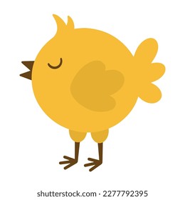 Illustration of a cartoon cute chick. Easter chick symbol. Cute chick with closed eyes.
