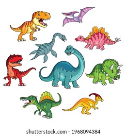 Illustration cartoon of cute dinosaurs collection set.