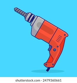 illustration cartoon cute drill, vector simple tools