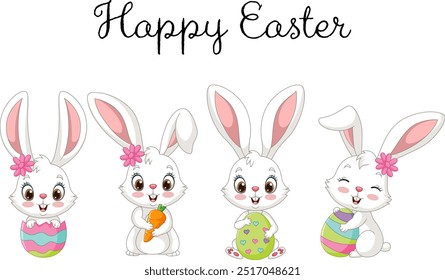 Illustration of cartoon cute Easter rabbit