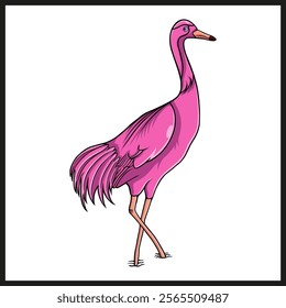 Illustration of cartoon cute flamingo 