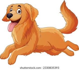 Illustration of cartoon cute happy dog running