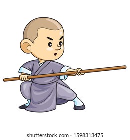 Illustration cartoon of cute a kung fu kid.