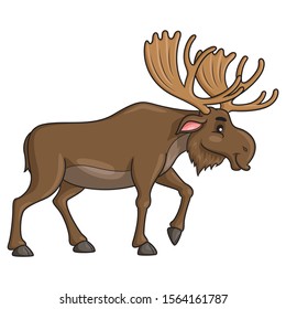 Illustration Cartoon Of Cute Moose.