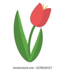 Illustration of a cartoon cute pink tulip. Pink tulip symbol. Pink tulip icon.