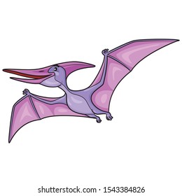 Illustration cartoon of cute pterodactyl cartoon.