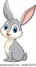 Illustration of cartoon cute rabbit on white background
