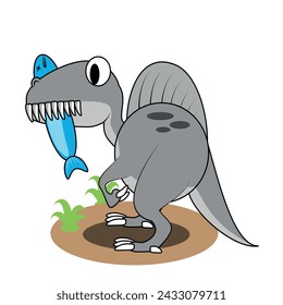 Illustration cartoon of cute spinosaurus cartoon