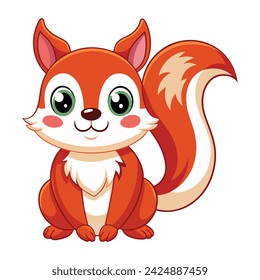 illustration of Cartoon cute Squirrel on white