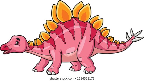 Illustration cartoon of cute stegosaurus cartoon.