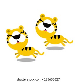 illustration of cartoon cute tigers
