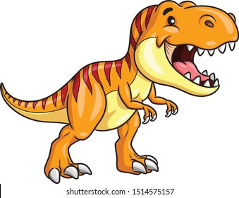 Illustration cartoon of cute tyrannosaurus rex cartoon.