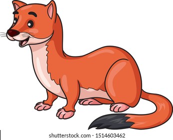 Illustration Cartoon Of Cute Weasel Cartoon.