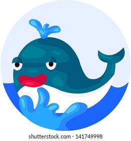 illustration of  cartoon cute whale